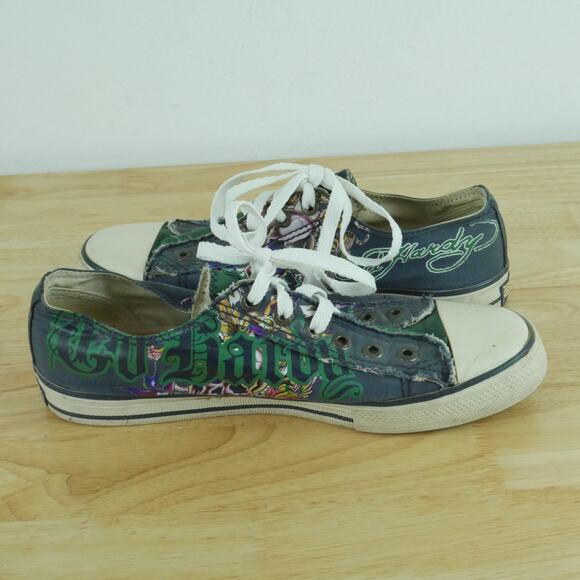 Ed Hardy Women's Size 10 Sneakers Slip On Low Rise Y2K Skull Tiger Graphic - Picture 10 of 16